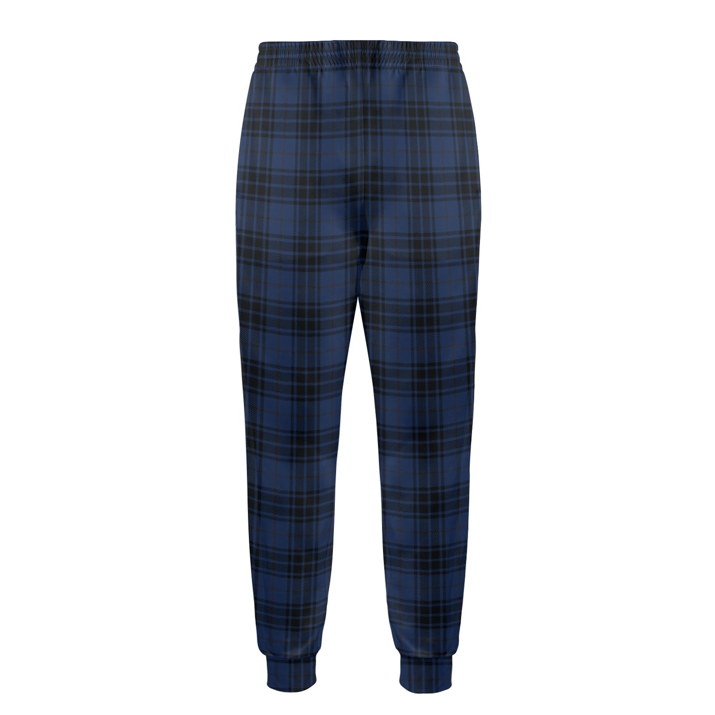 Navy Blue Tartan Plaid Pattern Men's Casual Track Pants