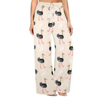 Ostrich Pattern Print Design 02 Women's Wide Leg Lounge Pants