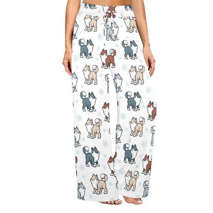 Alaskan Malamute Pattern Print Design 02 Women's Wide Leg Lounge Pants