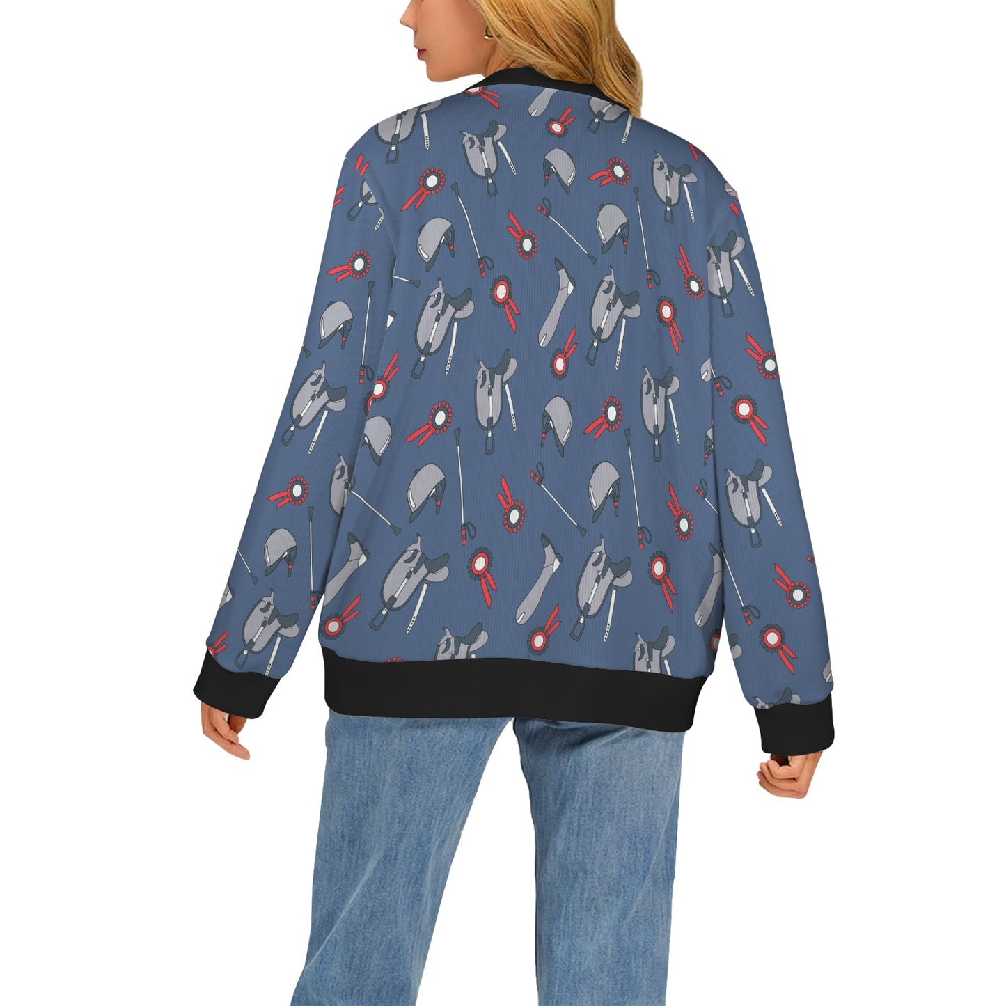 Equestrian Equipment Background Women's Cardigan