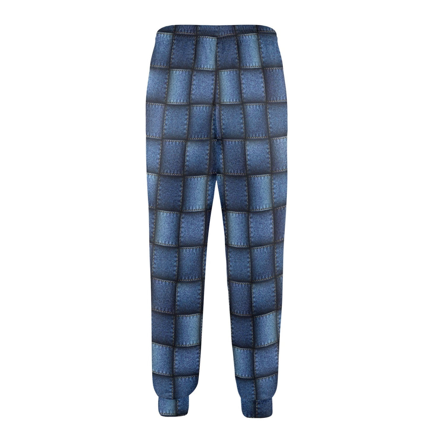 Denim patchwork Design Print Pattern JJ078 Men's Casual Track Pants