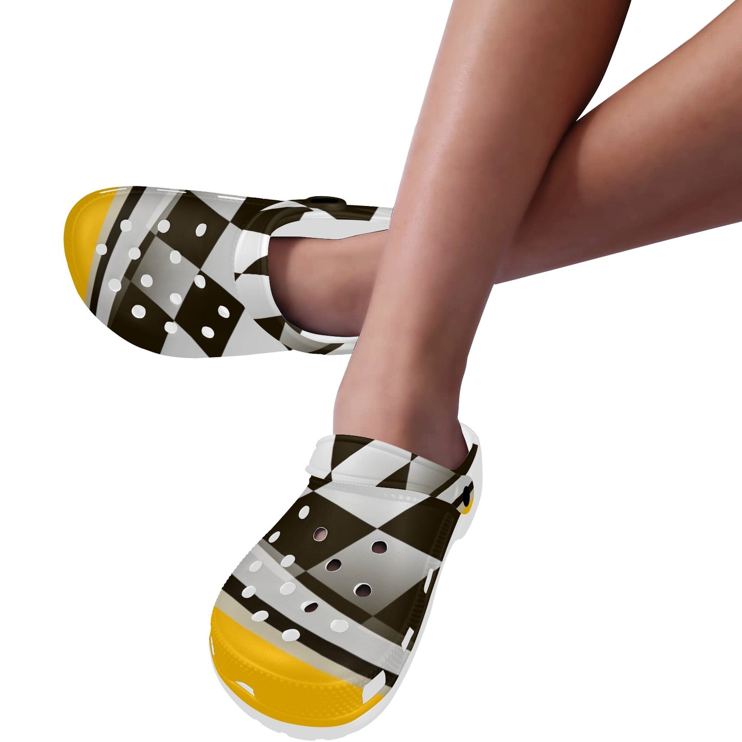 Checkered Flag Racing Style Unisex Clogs Shoes
