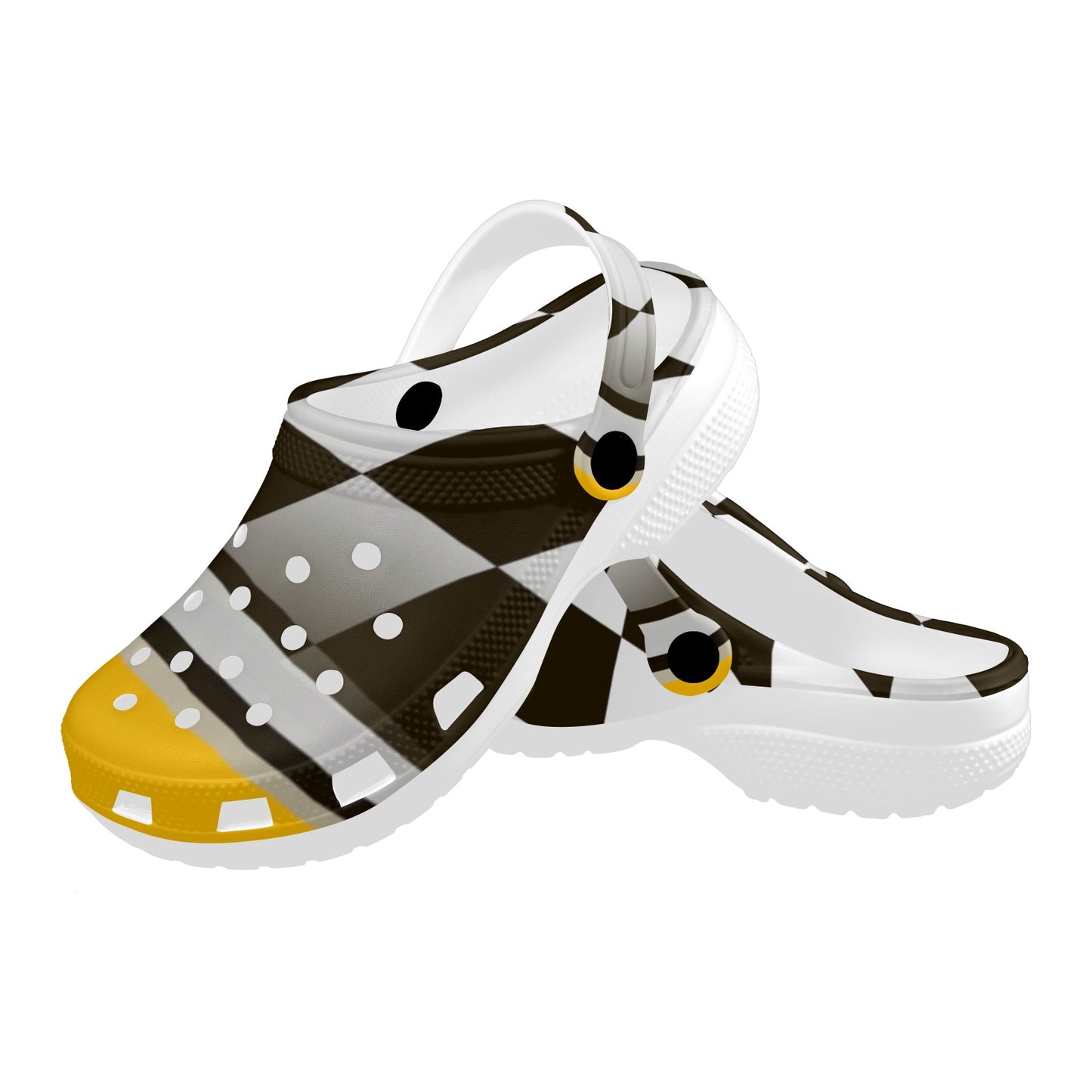 Checkered Flag Racing Style Unisex Clogs Shoes
