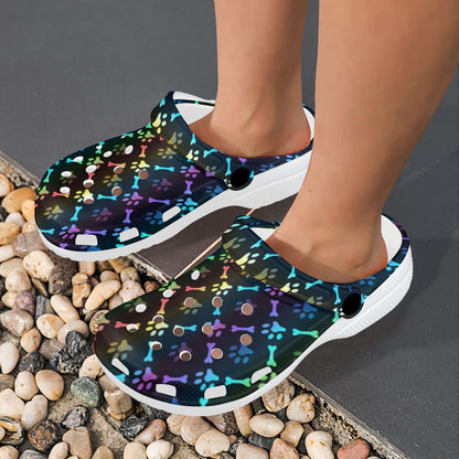 Paw Rainbow Print Unisex Clogs Shoes