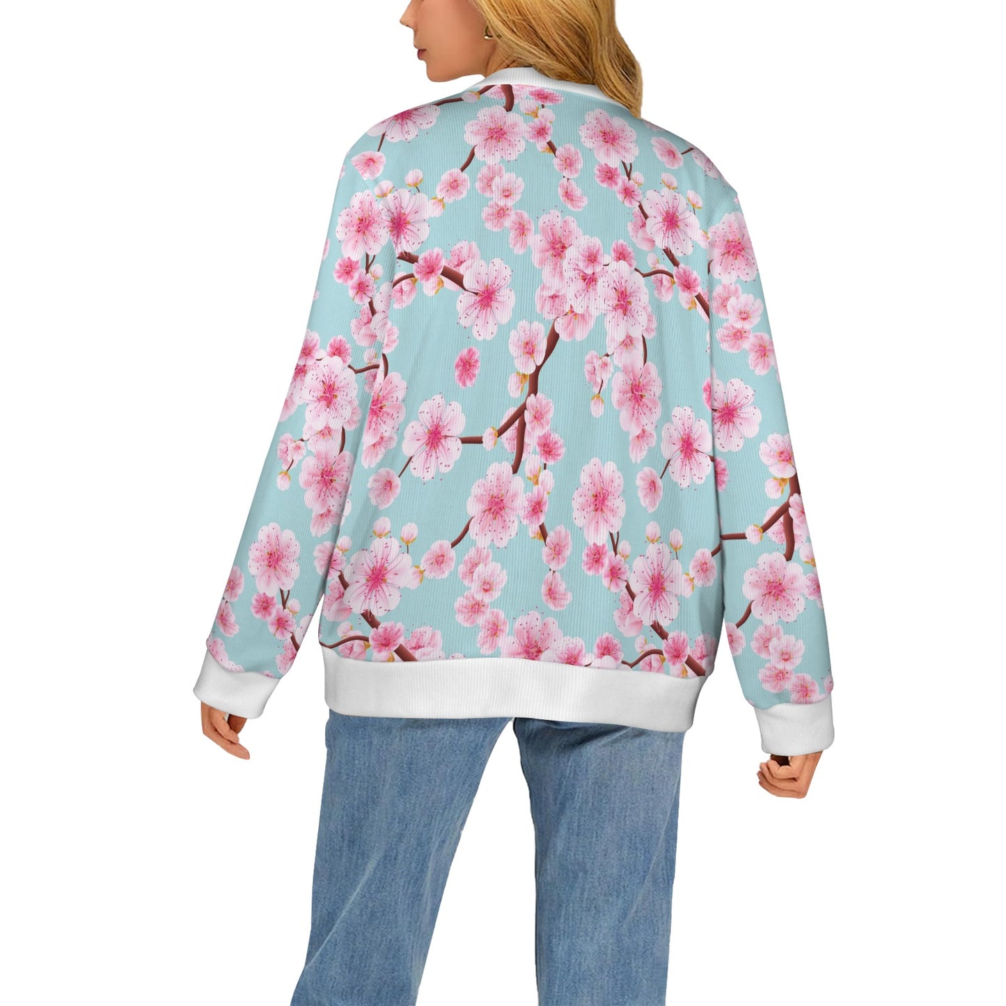 Cherry Blossom Pattern Print Design CB04 Women's Cardigan