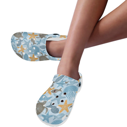 Polynesian Jellyfish Turtle Print Unisex Clogs Shoes