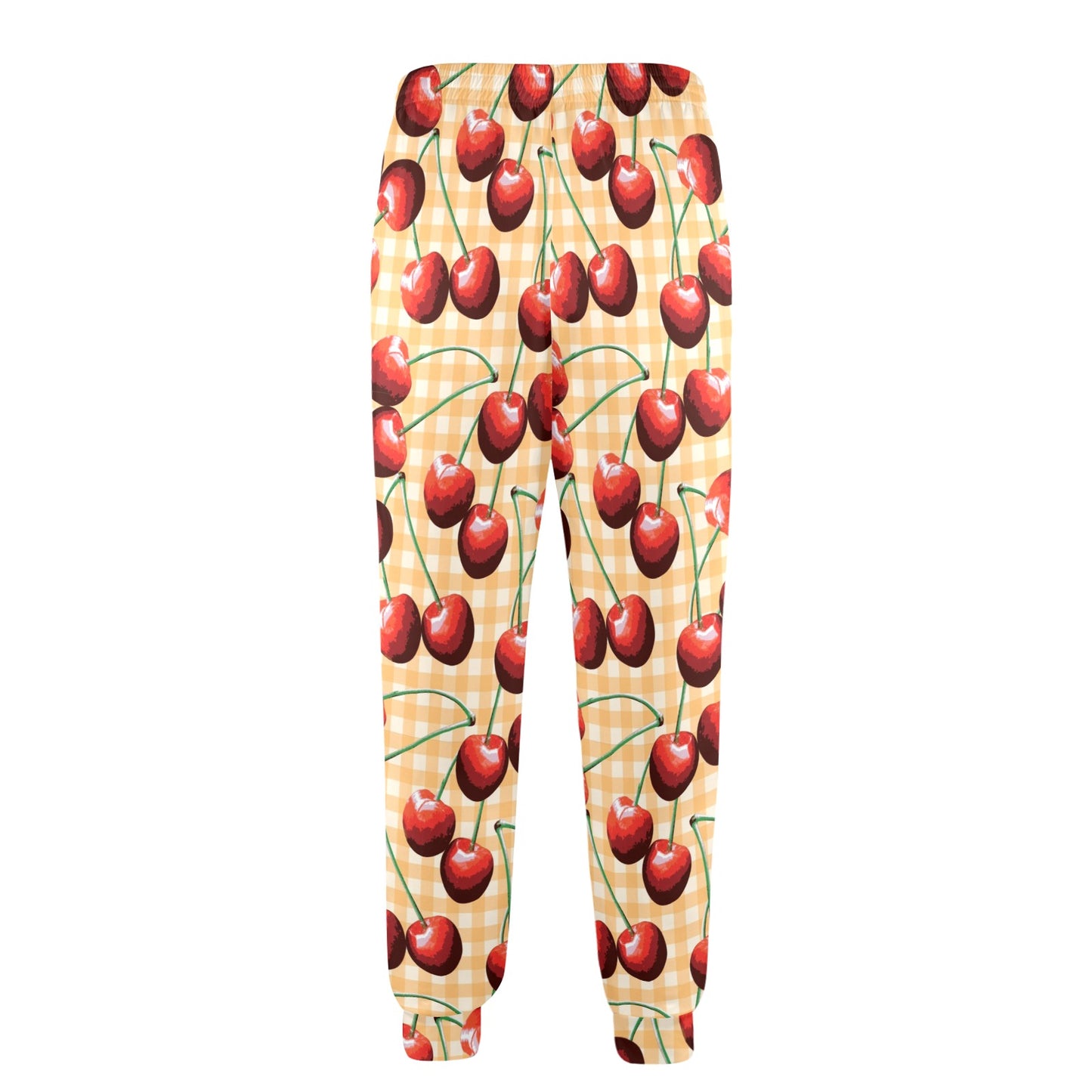 Cherry Orange Plaid Print Men's Casual Track Pants