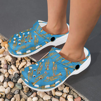Trumpet Golden Pattern Themed Print Unisex Clogs Shoes