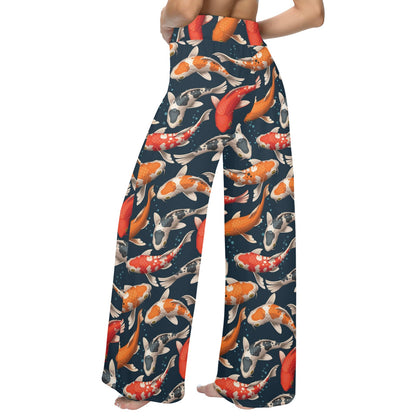 Koi Carp Cute Design Themed Print Women's Wide Leg Lounge Pants