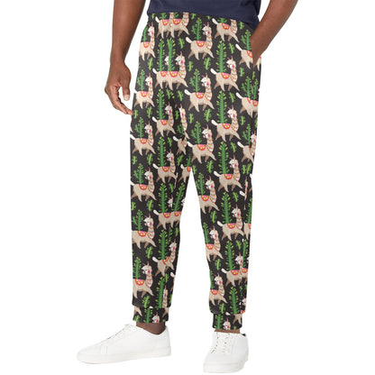 Alpaca Cactus Design Themed Print Men's Casual Track Pants