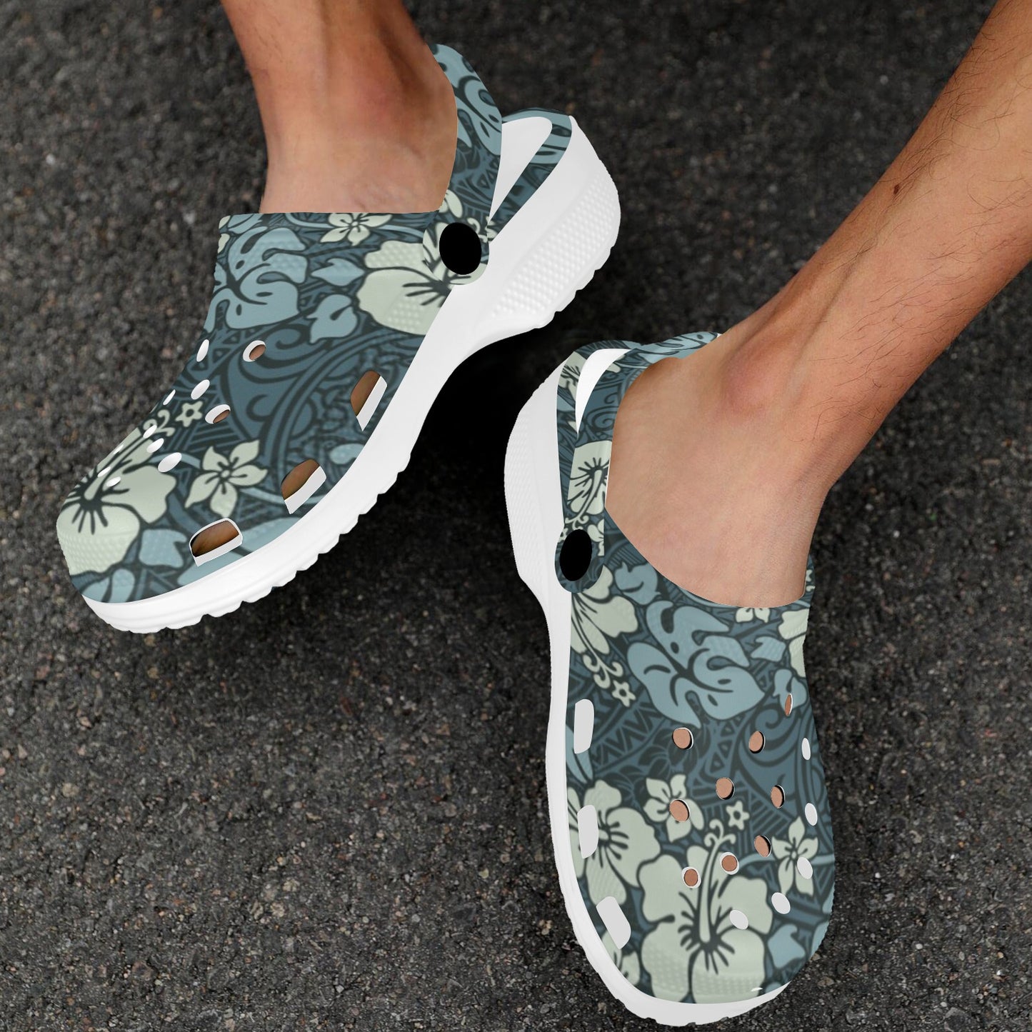 Flower Hawaiian Hibiscus Style Print Pattern Unisex Clogs Shoes