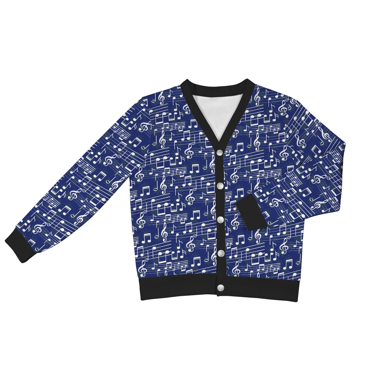 Music Note Blue Themed Print Women's Cardigan