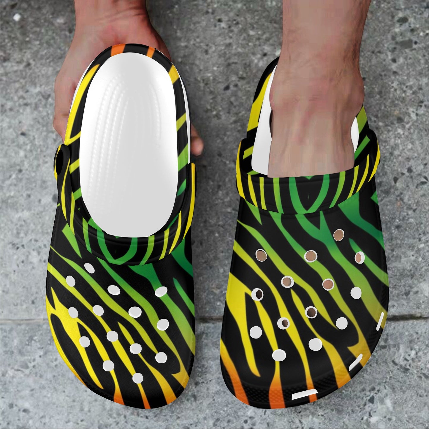 Rainbow Zebra Themed Print Unisex Clogs Shoes
