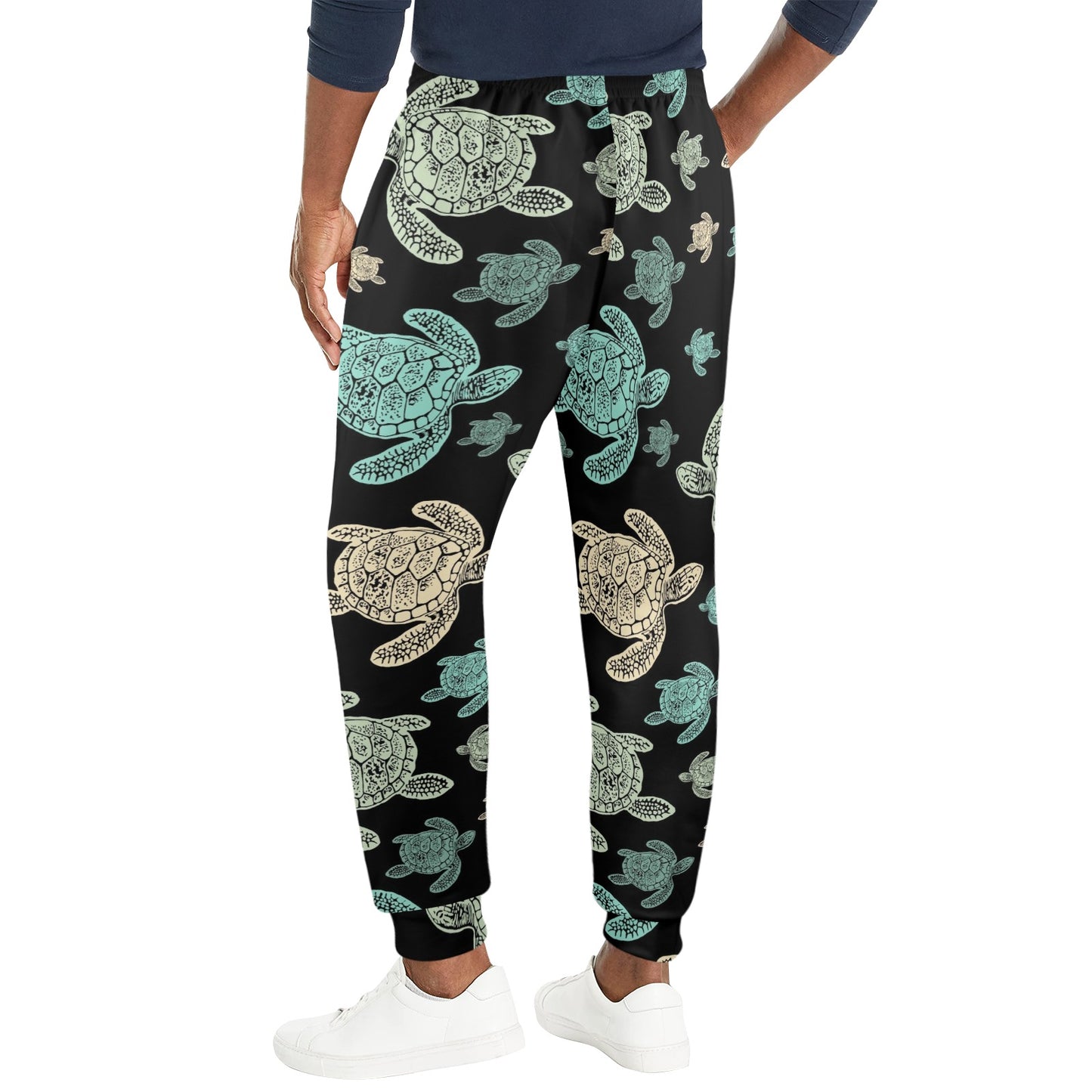 Sea Turtle Stamp Pattern Men's Casual Track Pants