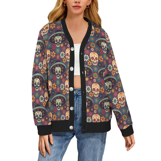 sugar skull Maxican Pattern Women's Cardigan