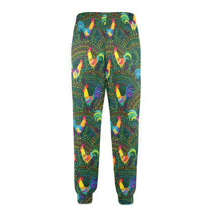 Rooster Pattern Print Design A01 Men's Casual Track Pants