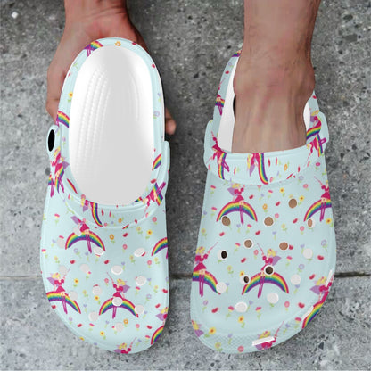 Fairy with Rainbow Print Pattern Unisex Clogs Shoes