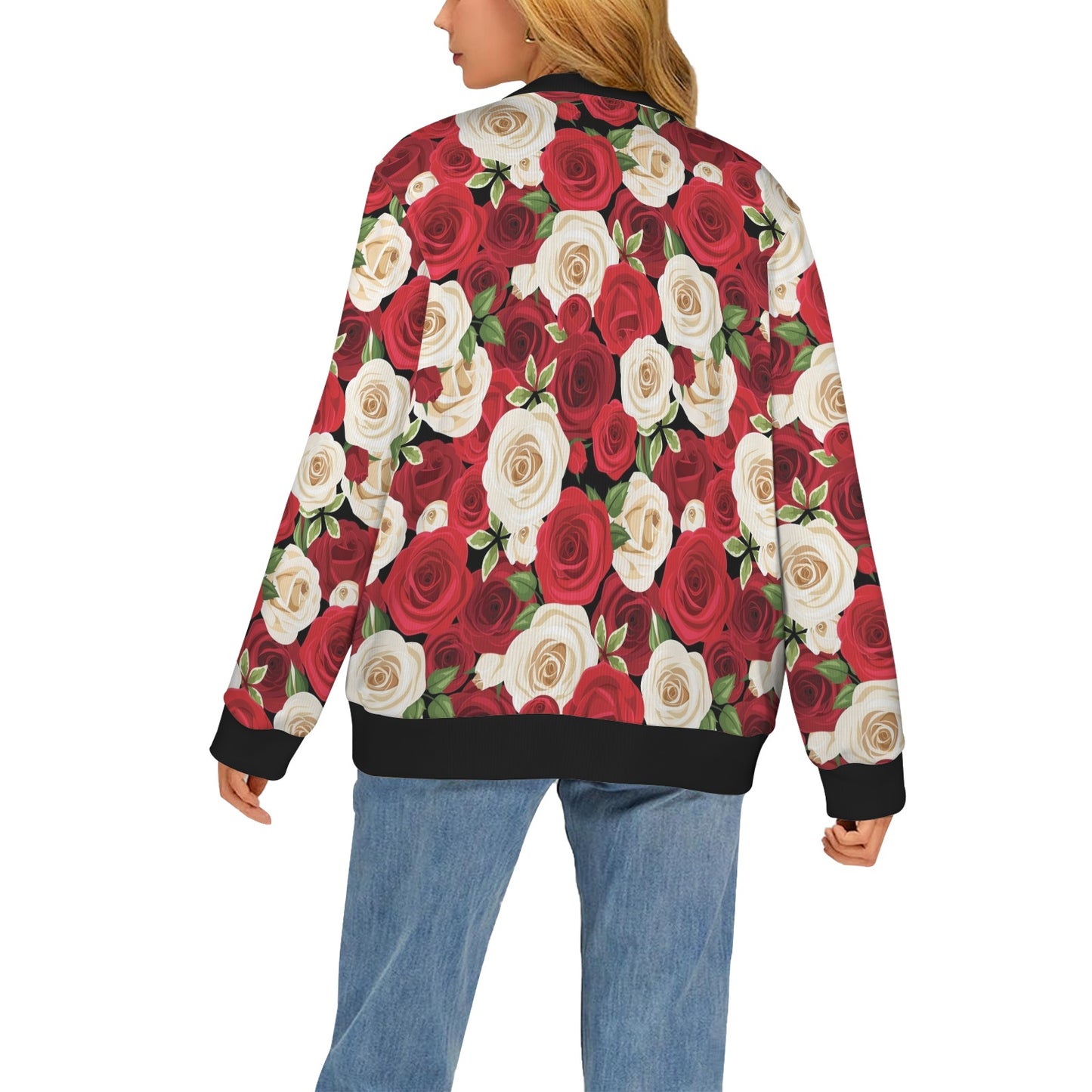 Rose Pattern Print Design RO06 Women's Cardigan