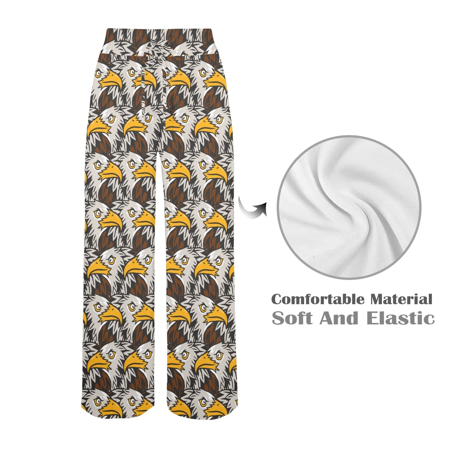 Eagles Head Pattern Women's Wide Leg Lounge Pants