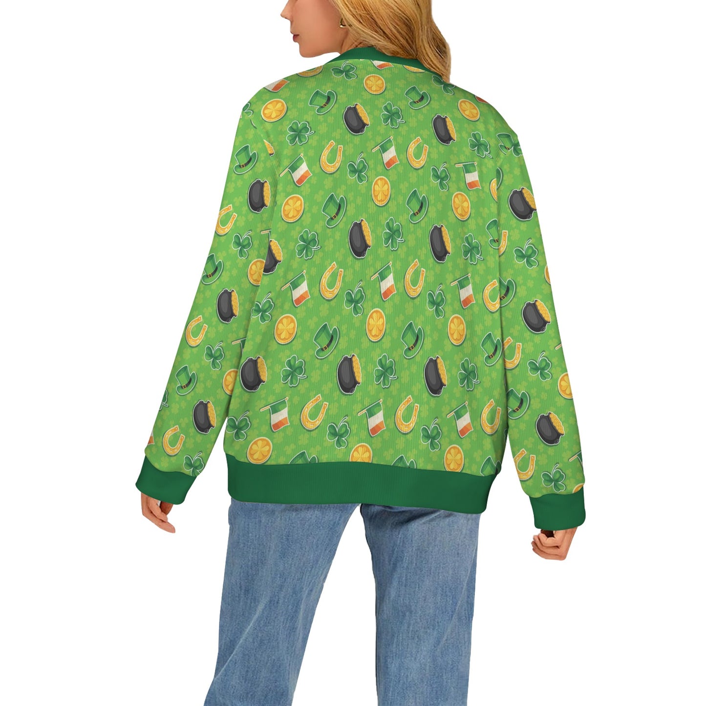 Shamrock Saint Patrick's Day Print Design LKS302 Women's Cardigan