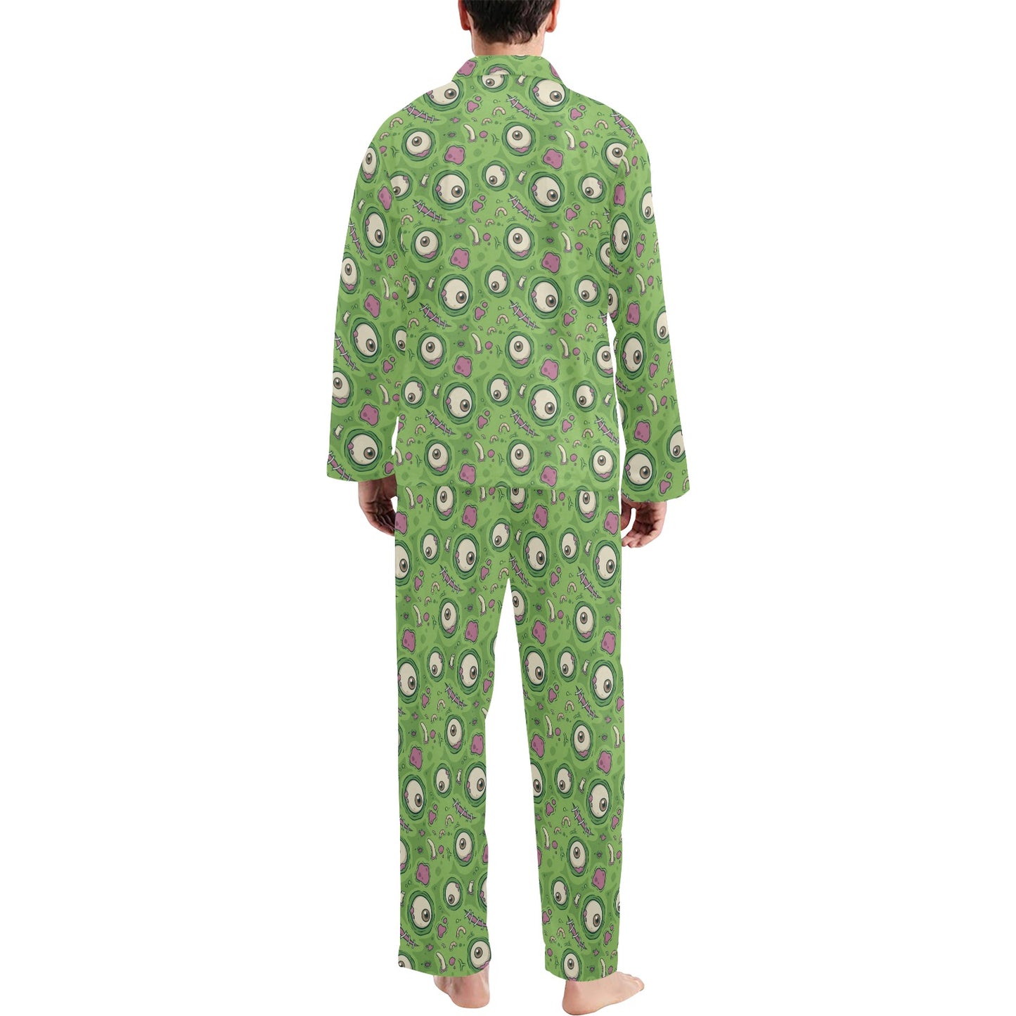 Zombie Eyes Design Pattern Print Men's Long Pajama Set