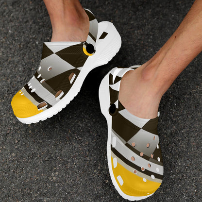 Checkered Flag Racing Style Unisex Clogs Shoes
