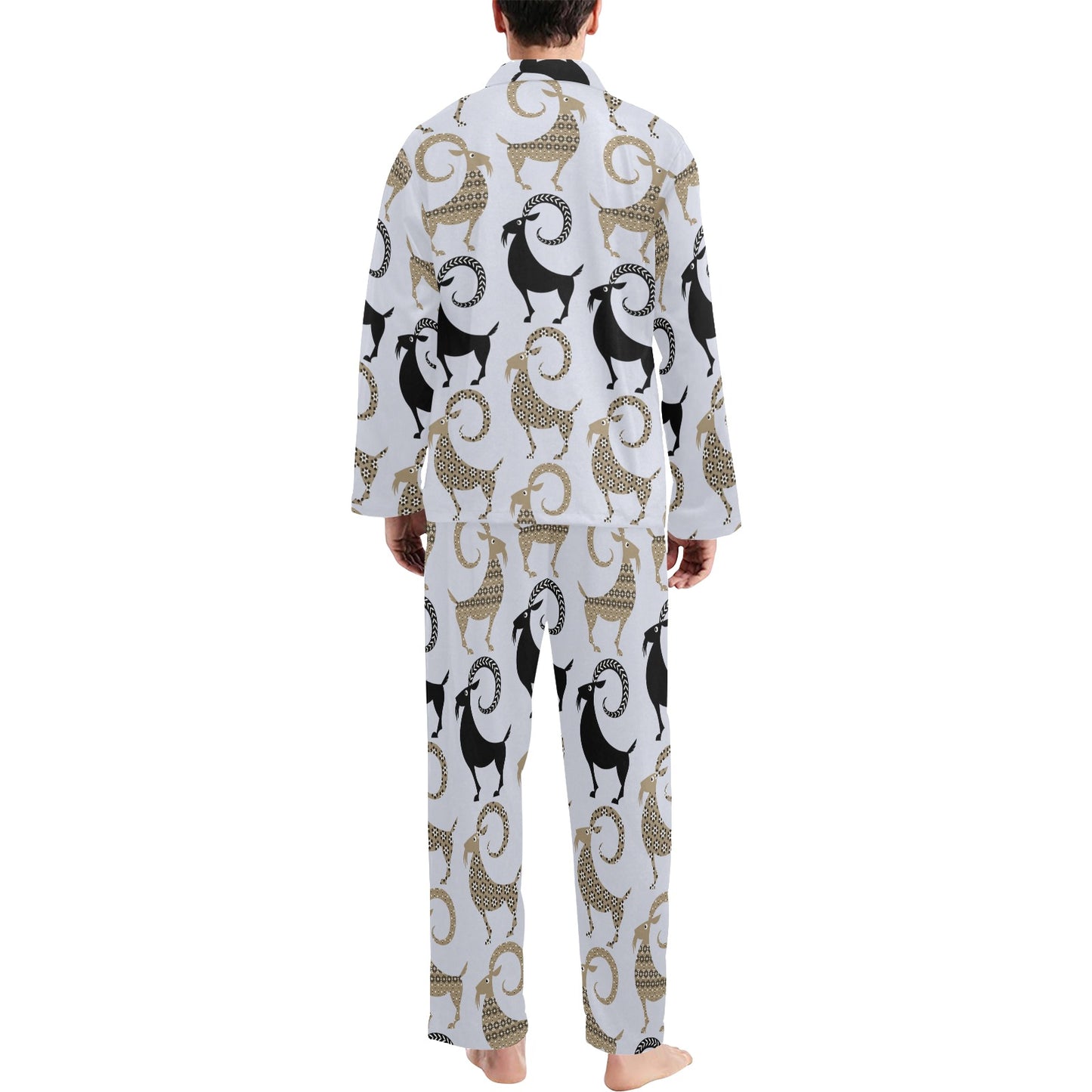 Goat Pattern Print Design 03 Men's Long Pajama Set