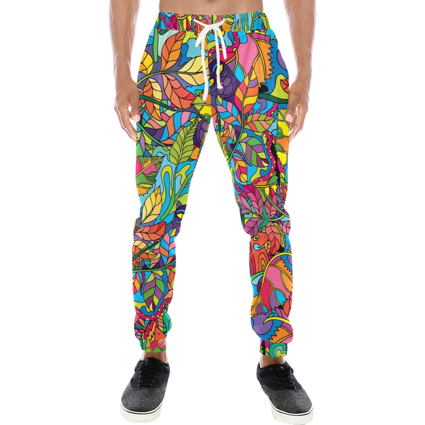Psychedelic Trippy Flower Print Men's Sweatpants