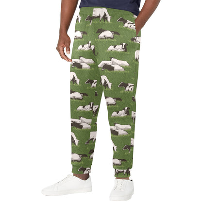 Cow on Grass Print Pattern Men's Casual Track Pants