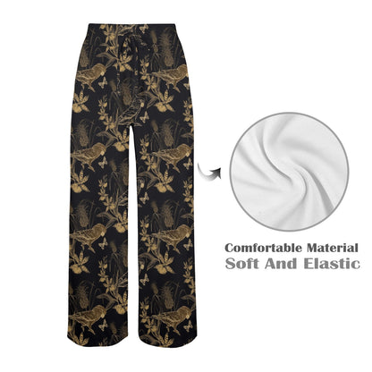 Parakeet Pattern Print Design A05 Women's Wide Leg Lounge Pants
