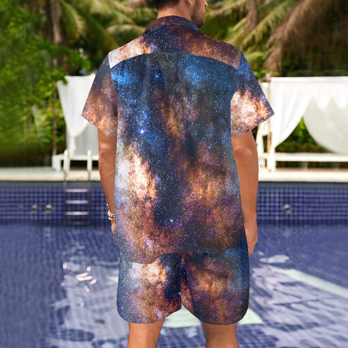 Celestial Milky way Galaxy Men's Beach Shirt and Shorts Set