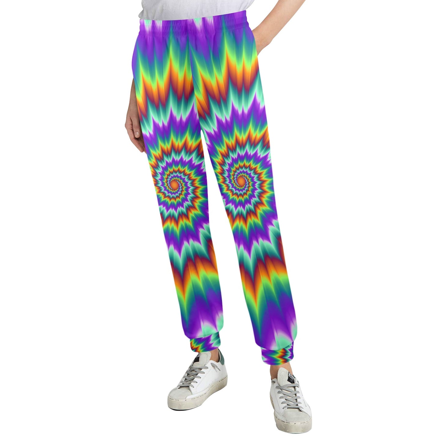 Optical illusion Pulsing fiery spirals Women's Casual Track Pants