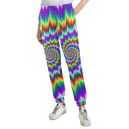 Optical illusion Pulsing fiery spirals Women's Casual Track Pants