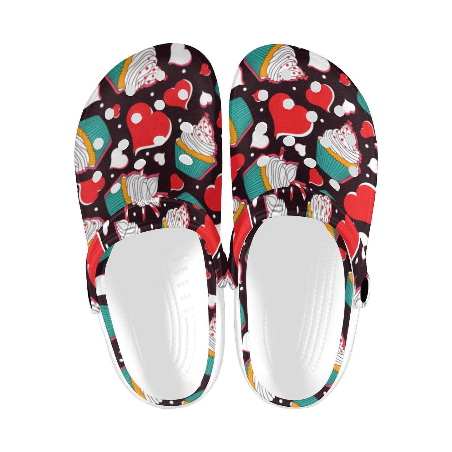 Cupcakes Heart Print Pattern Unisex Clogs Shoes