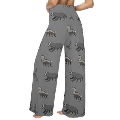 Skunk Print Design LKS301 Women's Wide Leg Lounge Pants