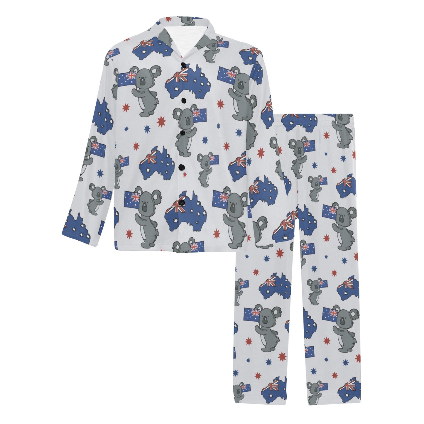 Koala Australia Day Themed Design Men's Long Pajama Set