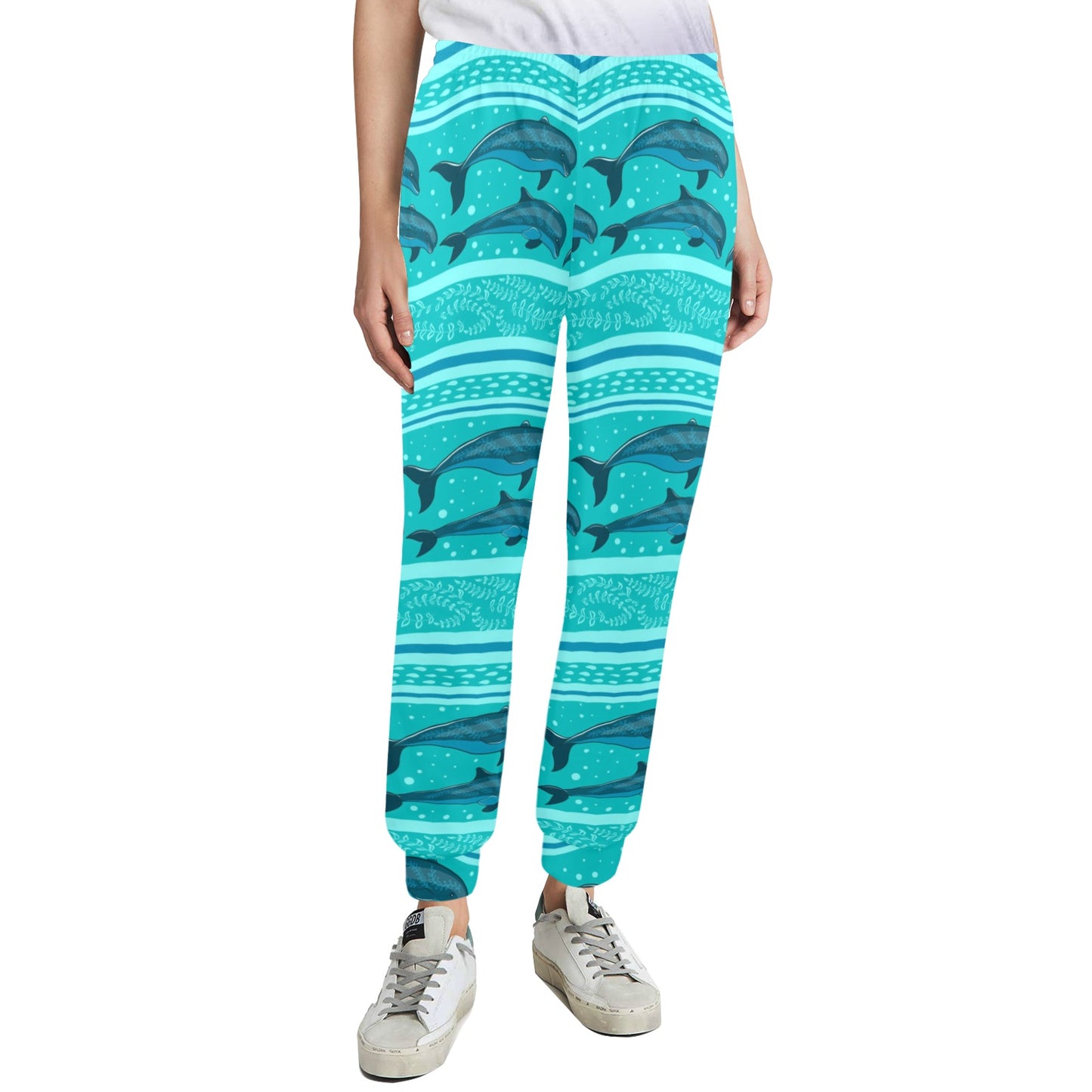 Dolphin Pattern Shower Curtain Women's Casual Track Pants