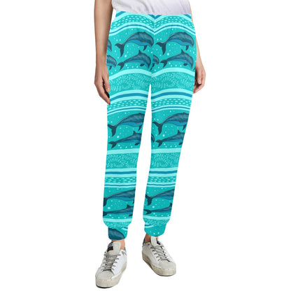 Dolphin Pattern Shower Curtain Women's Casual Track Pants