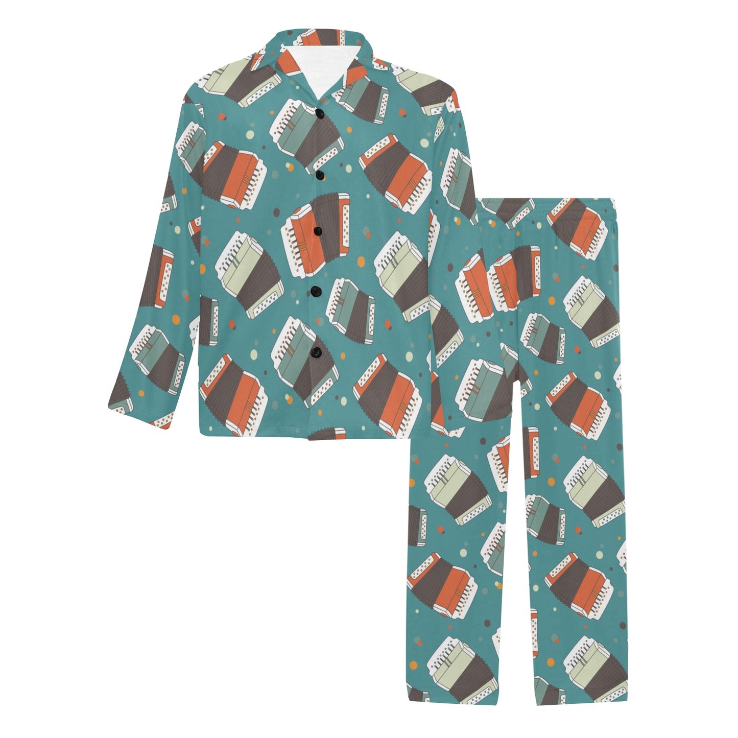 Accordion Pattern Print Design 02 Men's Long Pajama Set