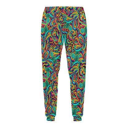 Psychedelic Trippy Floral Design Men's Sweatpants
