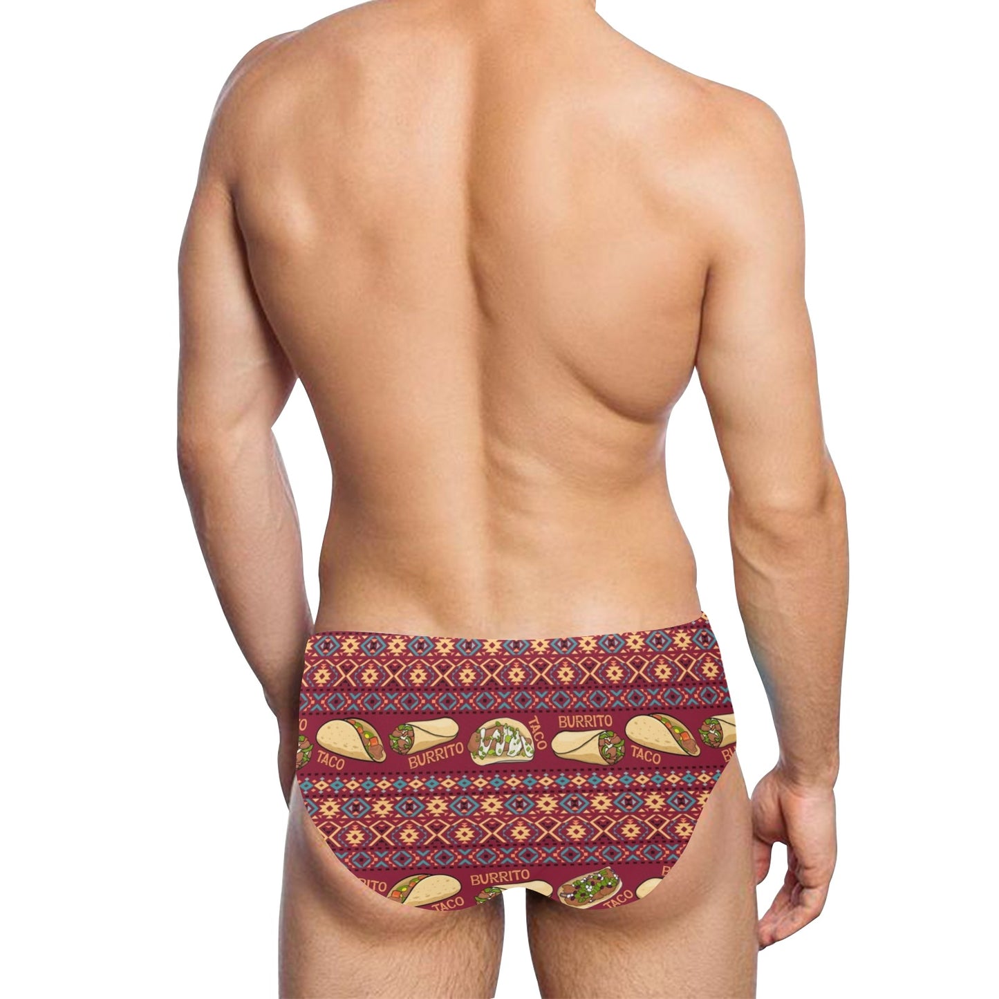 burrito taco Design Print Pattern JJ021 Men's Swimming Briefs