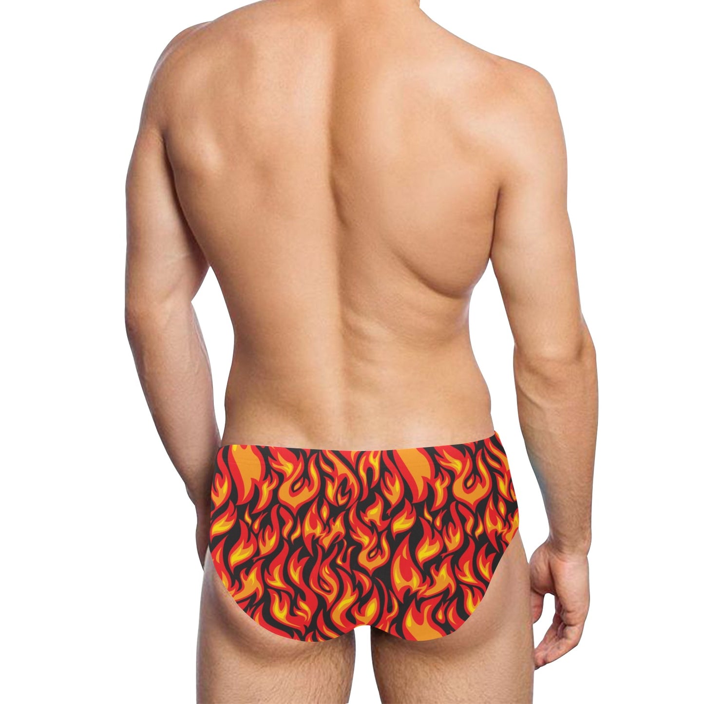 Flame Fire Print Pattern Men's Swimming Briefs