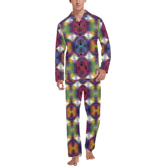 Chakra Eye Print Pattern Men's Long Pajama Set