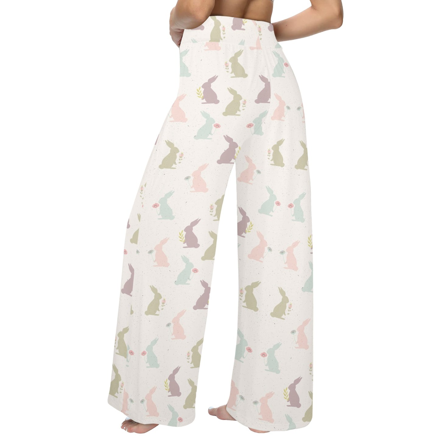 Bunny Pattern Print Design 05 Women's Wide Leg Lounge Pants