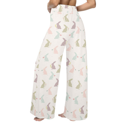 Bunny Pattern Print Design 05 Women's Wide Leg Lounge Pants