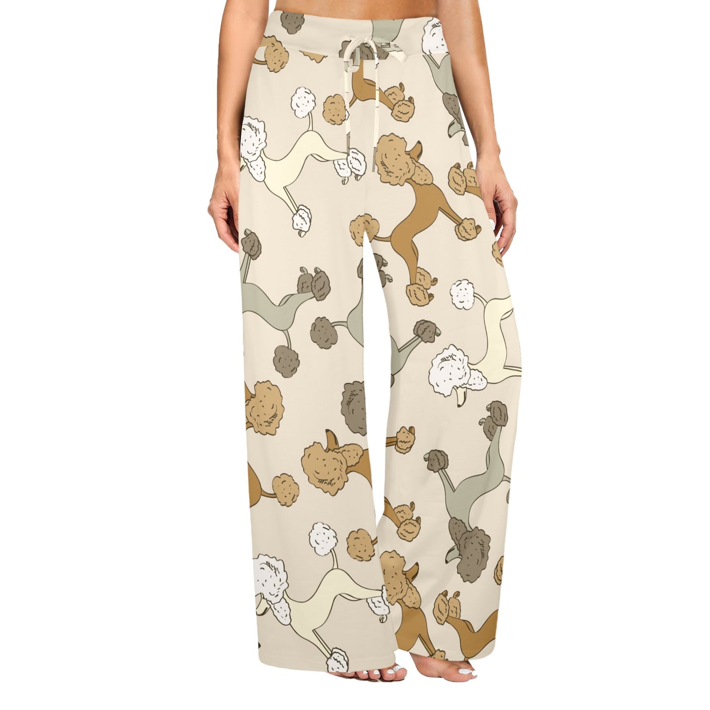 Poodle Pattern Print Design A01 Women's Wide Leg Lounge Pants