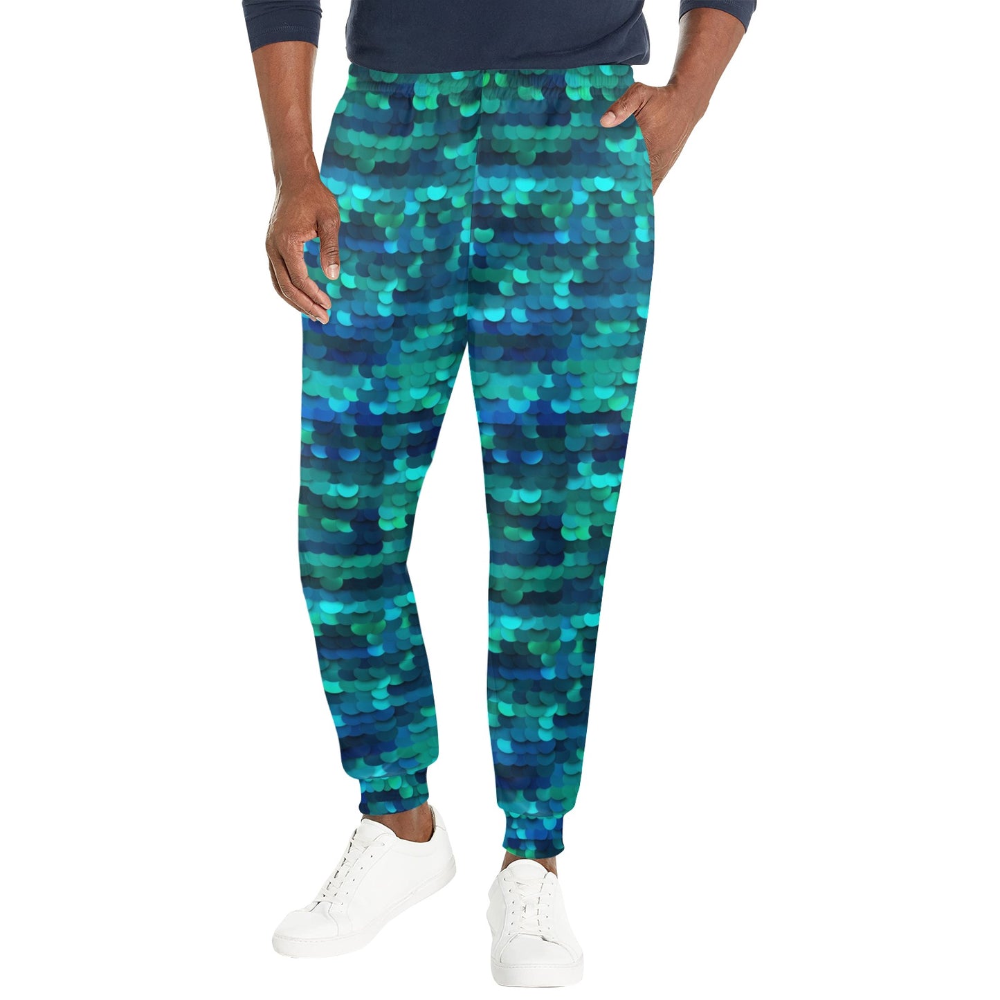 Mermaid Scales Pattern Print Design 06 Men's Casual Track Pants