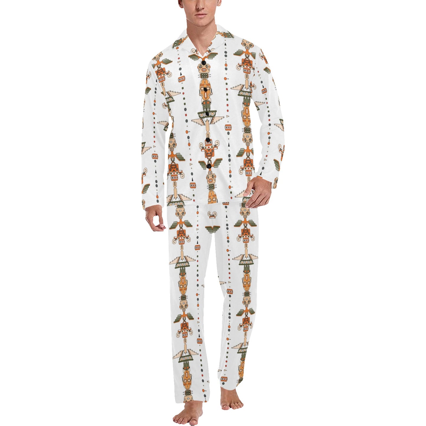 Totem Print Design LKS302 Men's Long Pajama Set