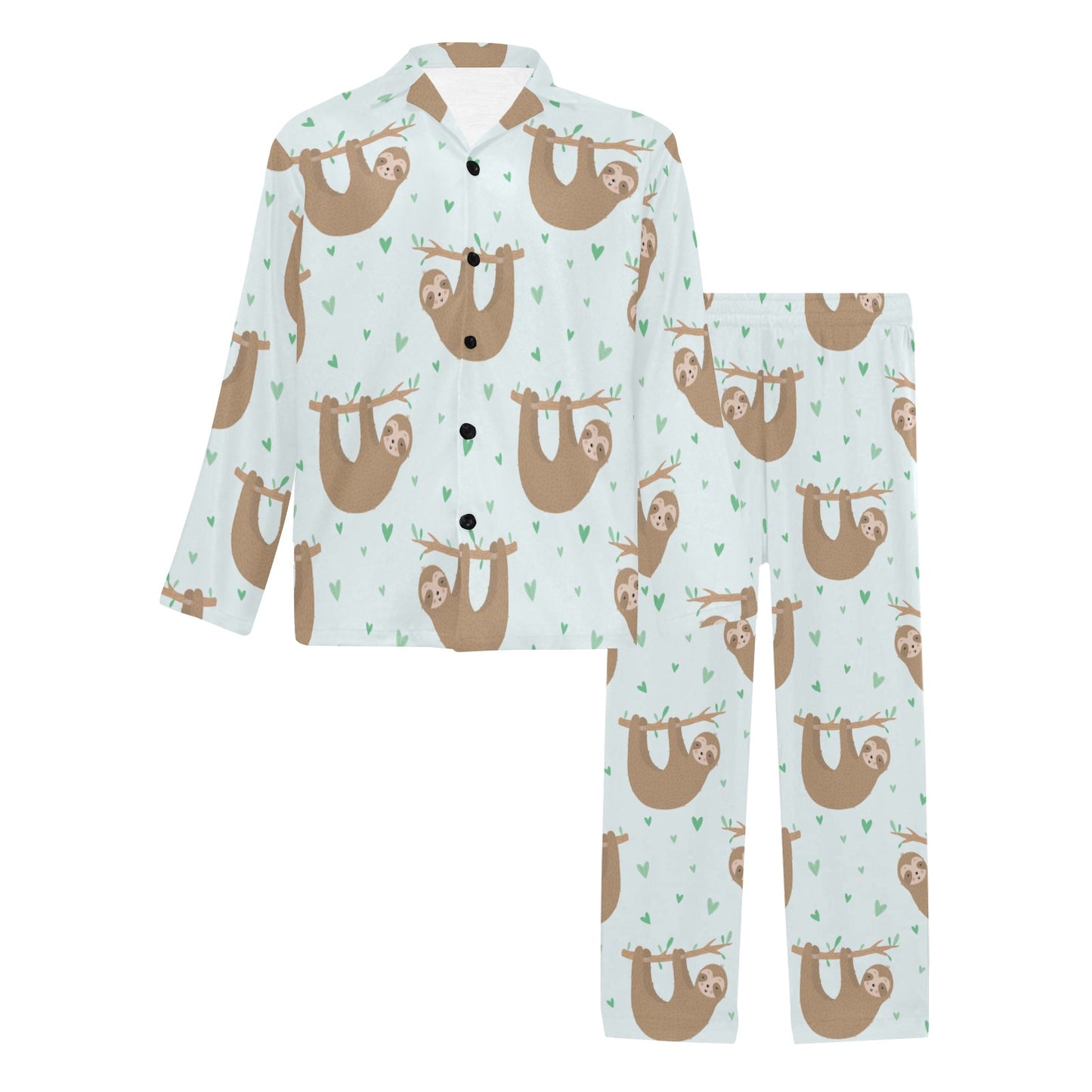 Sloth Print Design LKS308 Men's Long Pajama Set
