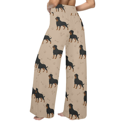 Rottweiler Pattern Print Design A01 Women's Wide Leg Lounge Pants